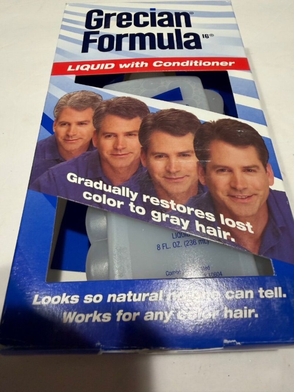 Grecian Formula 16 Liquid with Conditioner Restores Lost Color to Gray Hair 8 oz